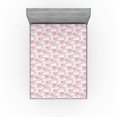 thumbnail image 1 of Ambesonne Nordic Fitted Sheet, Scandinavian Floral Abstract, King Size, Pastel Pink and Pale Grey, 1 of 5