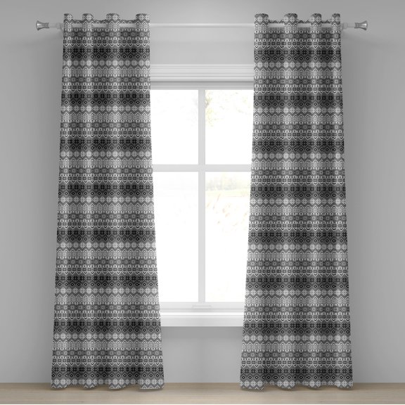 Ambesonne Nordic Grommet Curtain, Classical Scandinavian, 50" x 108", Grey White Black