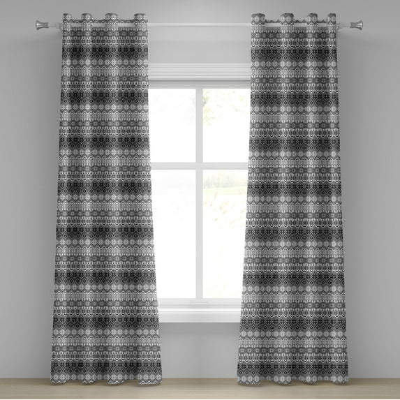 Ambesonne Nordic Grommet Curtain, Classical Scandinavian, 50" x 96", Grey White Black