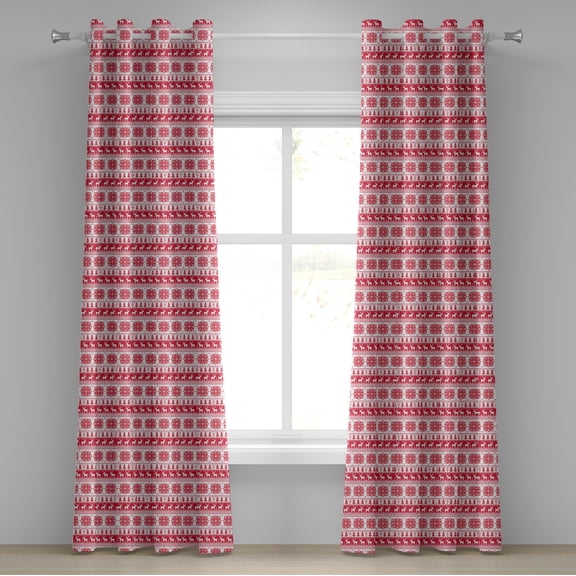 Ambesonne Nordic Grommet Curtain, Retro Nature Inspired, 50" x 96", Hot Pink White