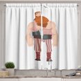 thumbnail image 1 of Ambesonne Nordic Kitchen Curtains, Viking in Traditional Outfit, 55"x39", Pale Vermilion Teal White, 1 of 1