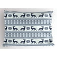 thumbnail image 1 of Ambesonne Nordic Pillow Sham, Pixel Art Style Reindeer, 26" X 20", Pale Blue Dark Blue, 1 of 2