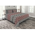 thumbnail image 1 of Ambesonne Nordic Quilted Bedspread Set 3 Pcs, Cultural Christmas Theme, King Size, Burgundy Black Grey, 1 of 4