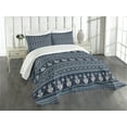 thumbnail image 1 of Ambesonne Nordic Quilted Bedspread Set 3 Pcs, Snowman Chevron Zigzag, King Size, Turquoise Dark Blue, 1 of 5