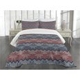 thumbnail image 1 of Ambesonne Nordic Quilted Bedspread Set 3 Pcs, Traditional Floral Retro, Queen Size, Dark Blue Coconut, 1 of 5