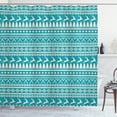thumbnail image 1 of Ambesonne Nordic Shower Curtain, Trees Stars Reindeers, 69"Wx84"L, Turquoise Cream, 1 of 3