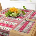 thumbnail image 1 of Ambesonne Nordic Table Runner & Placemats, Needlework Style Xmas, Placemat 4 pcs + Runner 14"x72", Pink Lime Green White, 1 of 2