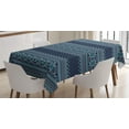 thumbnail image 1 of Ambesonne Nordic Tablecloth Rectangular Table Cover, Herringbone Snowflake, 60"x90", Turquoise and Dark Blue, 1 of 3