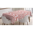 thumbnail image 1 of Ambesonne Nordic Tablecloth Rectangular Table Cover, Scandinavian Horses Hearts, 60"x90", Vermilion and White, 1 of 3