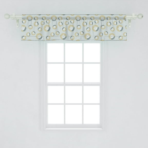 Ambesonne Nordic Window Valance, Scandinavian Kids Pattern with Polar Bears Finnish Design, Curtain Valance for Kitchen Bedroom Decor with Rod Pocket, 54" X 12", Charcoal Grey Sand Brown