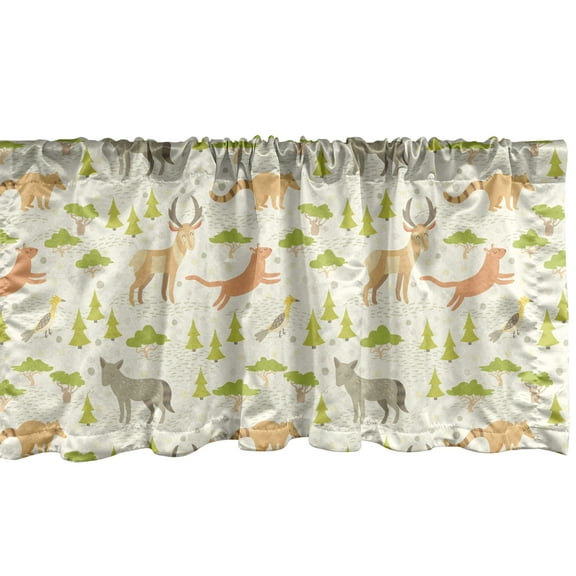 Ambesonne Northwoods Window Valance, Forest Animals, 54" X 12", Multicolor