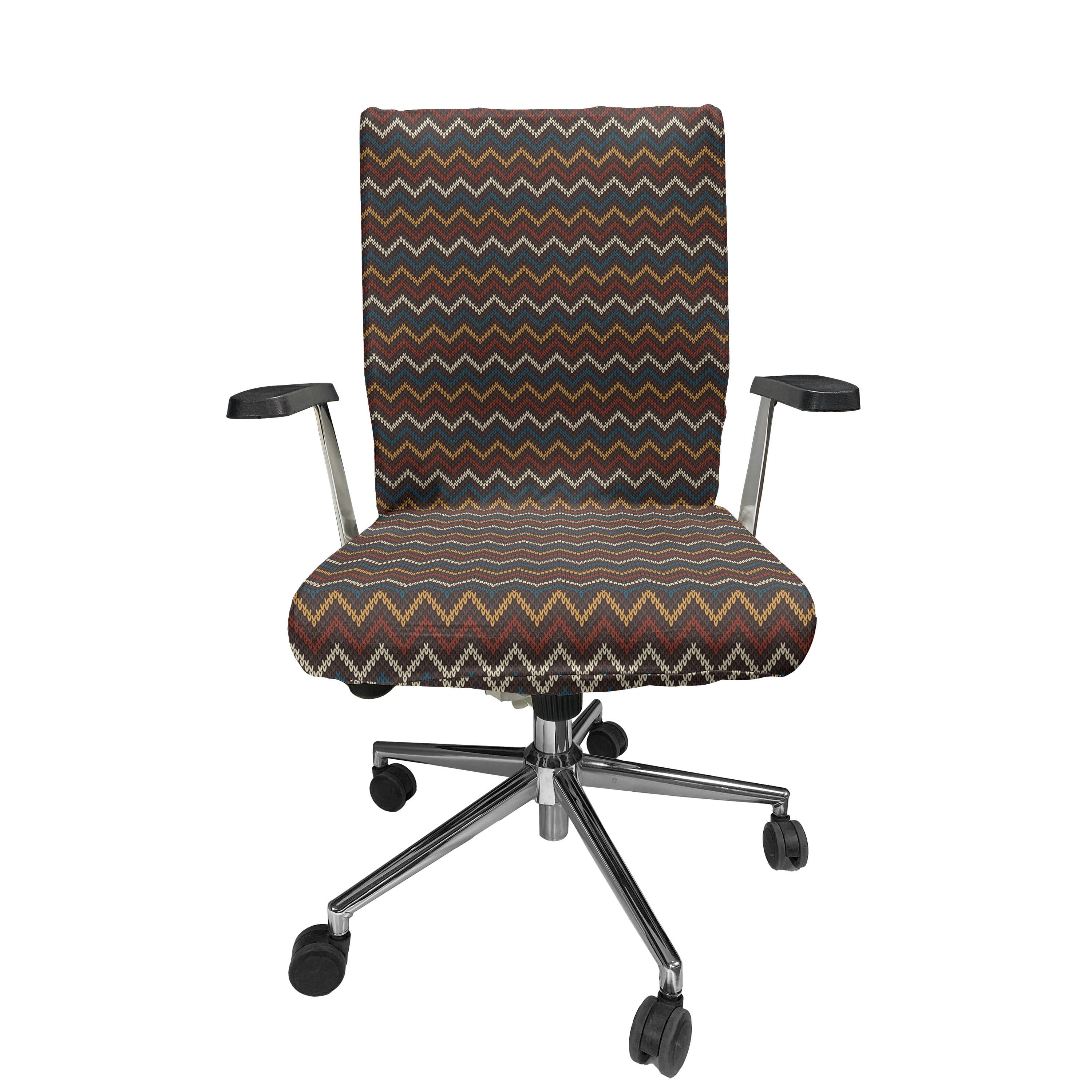 Ambesonne Norwegian Office Chair Cover Stretchable High Back Dark Traditional Chevron Multicolor Walmart Business Supplies
