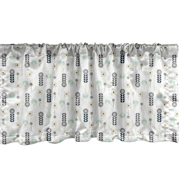 Ambesonne Norwegian Window Valance, Floral Garden Art Pattern, 42" x 12", Multicolor