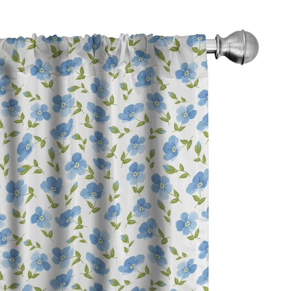 Ambesonne Nostalgic Curtains, Old Vintage Flowers, Pair of 28"x63", Pale Blue White Green