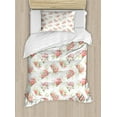 thumbnail image 1 of Ambesonne Nostalgic Duvet Cover Set, Magnolia Fresh Buds, Twin, Green Pink Off White, 1 of 3