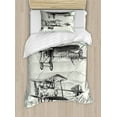 thumbnail image 1 of Ambesonne Nostalgic Duvet Cover Sets, Aircraft Jets in Sky, 2-Twin, Blue Black, 1 of 4