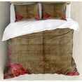 thumbnail image 1 of Ambesonne Nostalgic Duvet Cover Sets, Vintage Roses Frame, 2-Queen, Red Brown, 1 of 3