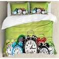 thumbnail image 1 of Ambesonne Nostalgic Duvet Cover Sets, Wooden Digital Clock, 2-King, Lime Green, 1 of 7