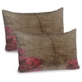 thumbnail image 1 of Ambesonne Nostalgic Pillow Sham 2 Pack, Vintage Roses Frame, 36"x20", Red Brown, 1 of 3