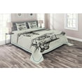 thumbnail image 1 of Ambesonne Nostalgic Quilted Coverlet 3 Pcs, Aircraft Jets in Sky, Queen Size, Blue Black, 1 of 4