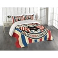 thumbnail image 1 of Ambesonne Nostalgic Quilted Coverlet 3 Pcs, Vintage Circus Star, Queen Size, Beige Red Blue, 1 of 4