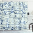 thumbnail image 1 of Ambesonne Nostalgic Shower Curtain, Old Airplane Drawing, 69"Wx84"L, Violet Blue Turquoise, 1 of 5