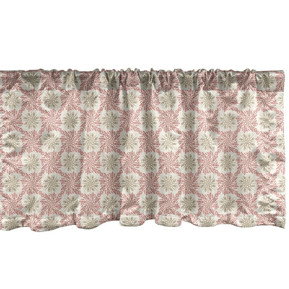 Ambesonne Nostalgic Window Valance, Floral Folk Damask Art, 42" x 18", Pale Ruby Eggshell