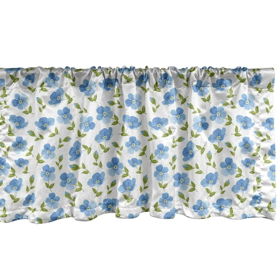 Ambesonne Nostalgic Window Valance, Old Vintage Flowers, 54" X 12", Pale Blue White Green