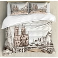 thumbnail image 1 of Ambesonne Notre Dame de Paris Duvet Cover Set, Art Cityscape, 2-Calking, Off White Pale Eggshell, 1 of 3