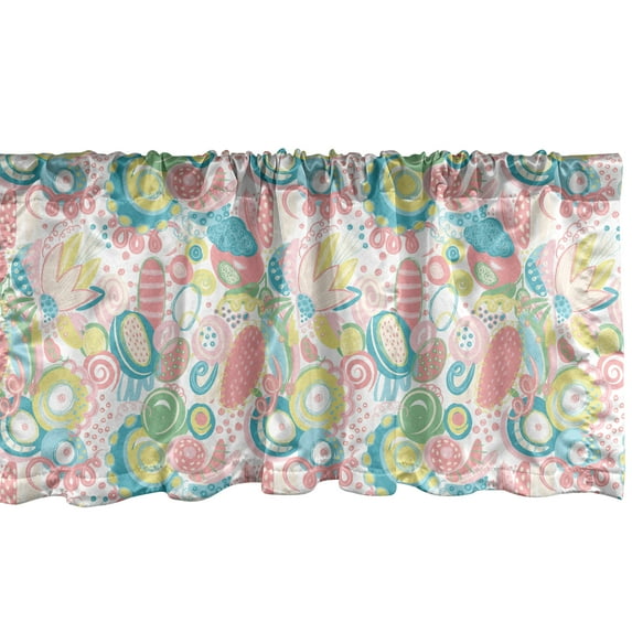 Ambesonne Nursery Window Valance, Colorful and Cheerful Drawing with Abstract Elements and Different Shapes Graphic, Curtain Valance for Kitchen Bedroom Decor with Rod Pocket, 54" X 12", Multicolor