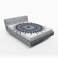 thumbnail image 1 of Ambesonne Occult Fitted Sheet, Traditional Mandala Art, Full Size, Grey White, 1 of 2