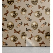 Ambesonne Occult Themed Peel & Stick Wallpaper for Home, Goth Skull Witchy Art, 13"x36", Pale Sepia Cocoa Cinnamon