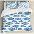 thumbnail image 1 of Ambesonne Ocean Animal Fish Figures with Ancient Ottoman Ornate Mosaic Hand Drawn Marine Artwork Duvet Cover Set, 1 of 3