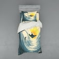 thumbnail image 1 of Ambesonne Ocean Bedding Set 3 Pcs, Cloudy Tropical Island, Twin, Beige Yellow Navy, 1 of 3