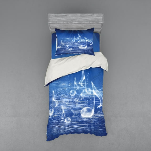 Ambesonne Ocean Bedding Set 3 Pcs, Music Nautical Melody, Twin XL, Blue