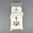 thumbnail image 1 of Ambesonne Ocean Bedding Set 3 Pcs, Vintage Style Anchor Sign, Twin, Orange Blue Yellow, 1 of 3