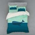 thumbnail image 1 of Ambesonne Ocean Bedding Set 4 Pcs, Blue Whale in the Sea, Queen, Pale Blue and Dark Blue, 1 of 2