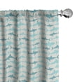 thumbnail image 1 of Ambesonne Ocean Curtains, Swimming Sharks in Sea, Pair of 28"x95", Turquoise Beige Teal, 1 of 5