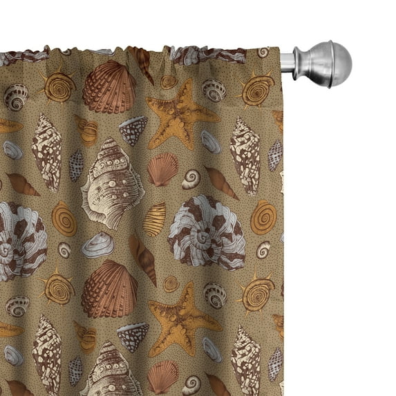 Ambesonne Ocean Curtains, Underwater Animals, Pair of 28"x95", Ginger Cinnamon Cocoa