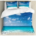 thumbnail image 1 of Ambesonne Ocean Duvet Cover Set, Barbados Coastline Summer, King, Blue Aqua Coconut, 1 of 6