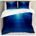thumbnail image 1 of Ambesonne Ocean Duvet Cover Set, Sandy Seabed Sea Scene, Queen, Navy Blue Aqua, 1 of 3