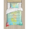 thumbnail image 1 of Ambesonne Ocean Duvet Cover Set, Unusual Mermaid Shell, Twin, Coral Blue, 1 of 3