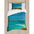 thumbnail image 1 of Ambesonne Ocean Duvet Cover Sets, Anchored Boats in Sea, 2-Twin, Teal Blue Green, 1 of 3
