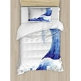 thumbnail image 1 of Ambesonne Ocean Duvet Cover Sets, Aquatic Storm Blue Waves, 2-Twin, Blue and White, 1 of 4