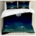thumbnail image 1 of Ambesonne Ocean Duvet Cover Sets, Full Moon in the Sea, 2-Queen, Black Navy, 1 of 7