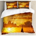 thumbnail image 1 of Ambesonne Ocean Duvet Cover Sets, Ocean Boat Freedom Theme, 2-King, Marigold Dark Orange, 1 of 3