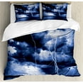 thumbnail image 1 of Ambesonne Ocean Duvet Cover Sets, Rain Clouds Storm Rays, 2-Queen, Blue, 1 of 7