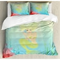 thumbnail image 1 of Ambesonne Ocean Duvet Cover Sets, Unusual Mermaid Shell, 2-Queen, Coral Blue, 1 of 7