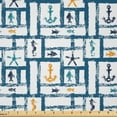 thumbnail image 1 of Ambesonne Ocean Fabric by the Yard Microfiber, Starfish Anchor Seahorse, 3 Yards, Petrol Blue Marigold, 1 of 2