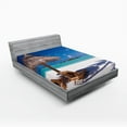 thumbnail image 1 of Ambesonne Ocean Fitted Sheet 2 Pcs Set, Island Caribbean Sealife, Queen, Pale Brown Turquoise, 1 of 3